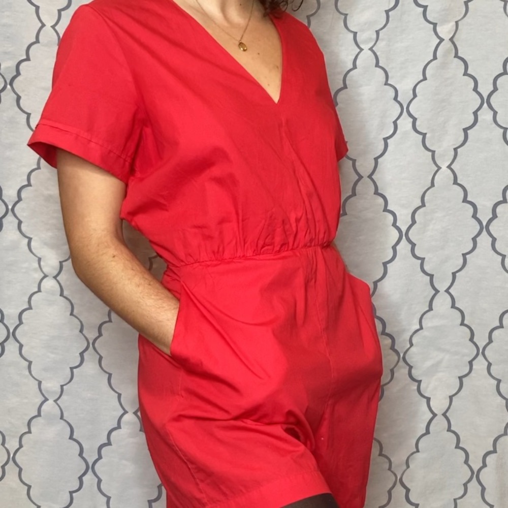 J Crew bright red romper/playsuit